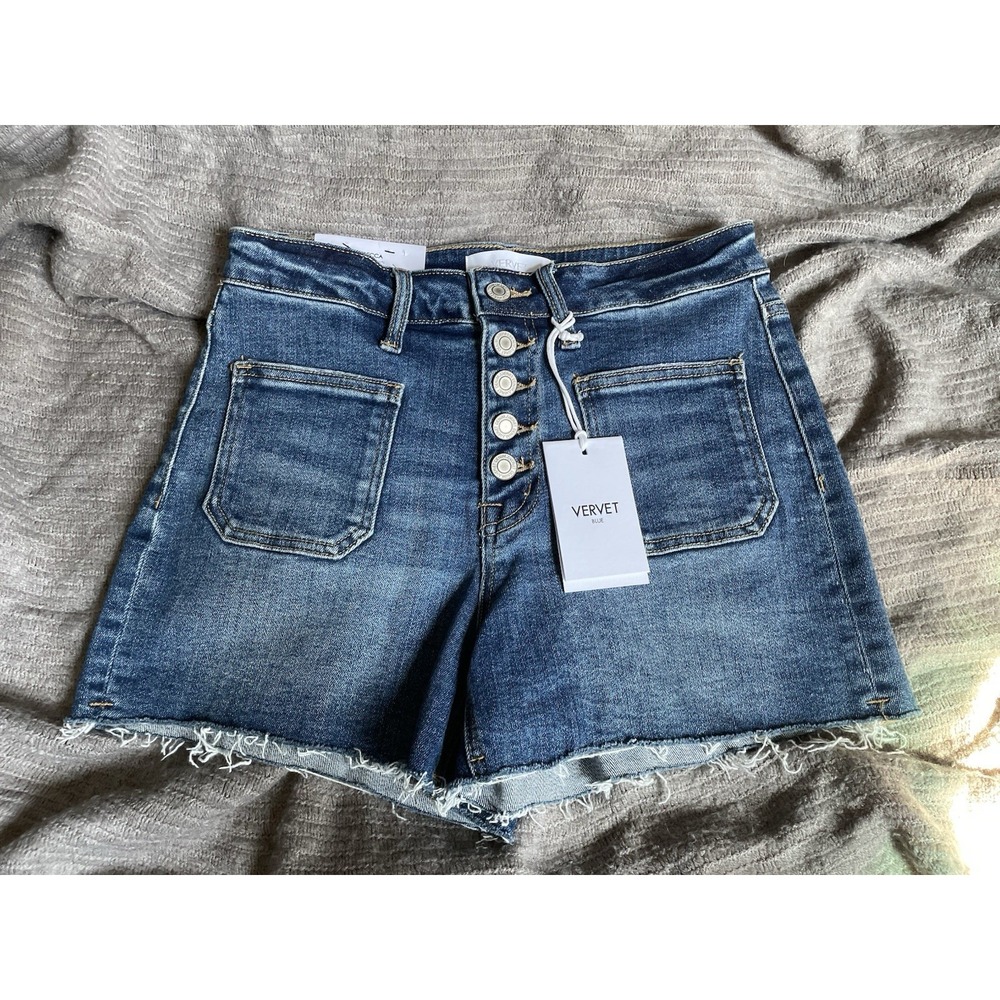 Lovervet by Vervet Manifest Denim Shorts High Rise Button Fly Size M/8
